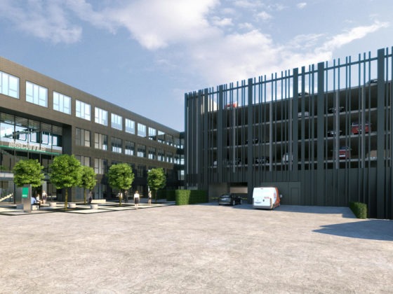 Bechtle Campus Visualisierung Innenhof und Parkhaus
